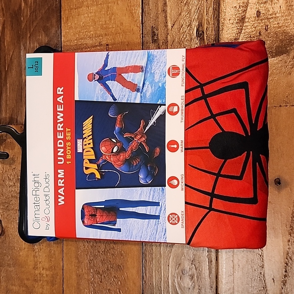 ClimateRight by Cuddl Duds Spiderman Boys Thermal Set Size Large 10/12